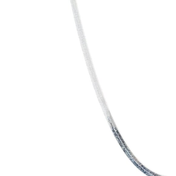 Silver Tone Herringbone Necklace (5469) - Picture 7 of 9